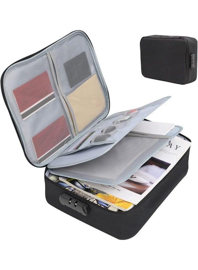 SHOPPING&MART Shopping Mart Document Organizer Briefcase 3-Layer Folder Holder Men's Women's Bag Cover Purse Passport Home Safe Functional File Storage Case (36 x 27 x 9) (Black Colour) - Image 1