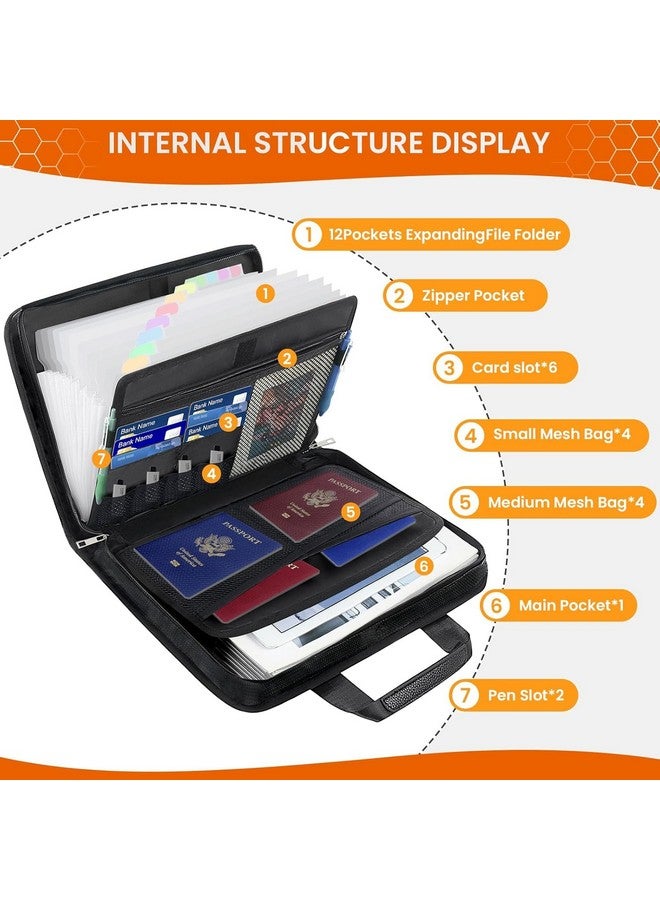SHOPPING&MART Shopping Mart Document Organizer Briefcase 3-Layer Folder Holder Men's Women's Bag Cover Purse Passport Home Safe Functional File Storage Case (36 x 27 x 9) (Black Colour) - Image 4