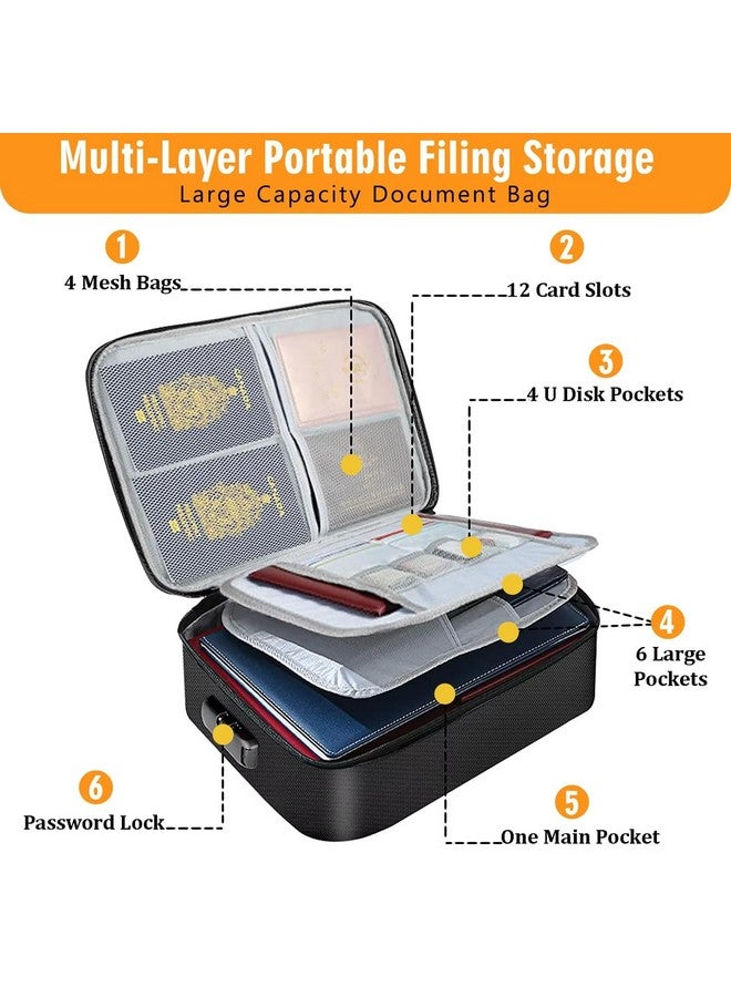 SHOPPING&MART Shopping Mart Document Organizer Briefcase 3-Layer Folder Holder Men's Women's Bag Cover Purse Passport Home Safe Functional File Storage Case (36 x 27 x 9) (Black Colour) - Image 5