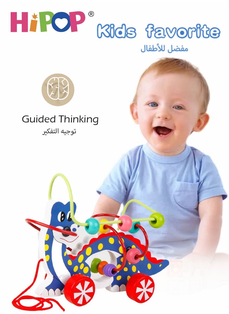 هيبوب لعبة كتل خشبية للأطفال، ألعاب ألغاز خشبية للأطفال الصغار مع خرزات الحكمة، ألعاب تعليمية تعليمية مبكرة للأولاد والبنات، ألعاب كتل خشبية لطيفة للحيوانات  - Image 3