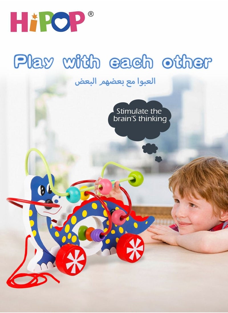 هيبوب لعبة كتل خشبية للأطفال، ألعاب ألغاز خشبية للأطفال الصغار مع خرزات الحكمة، ألعاب تعليمية تعليمية مبكرة للأولاد والبنات، ألعاب كتل خشبية لطيفة للحيوانات  - Image 2