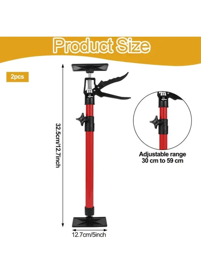 Red Telescopic Lift Jacks 2pcs 176lbs Capacity Adjustable Height 12 23 Inch One Button Retract Multi Angle Support - Image 4