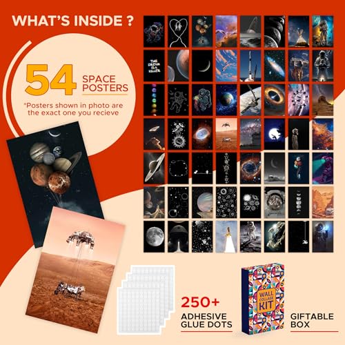 CodersParadise 54 PCS Astronomy Wall Collage Poster Kit, Outer Space Moonlight Aesthetic Room Decor 4x6 Photo Collection for Bedroom, Teen Boy Girl Dorm Room Decor - Image 2
