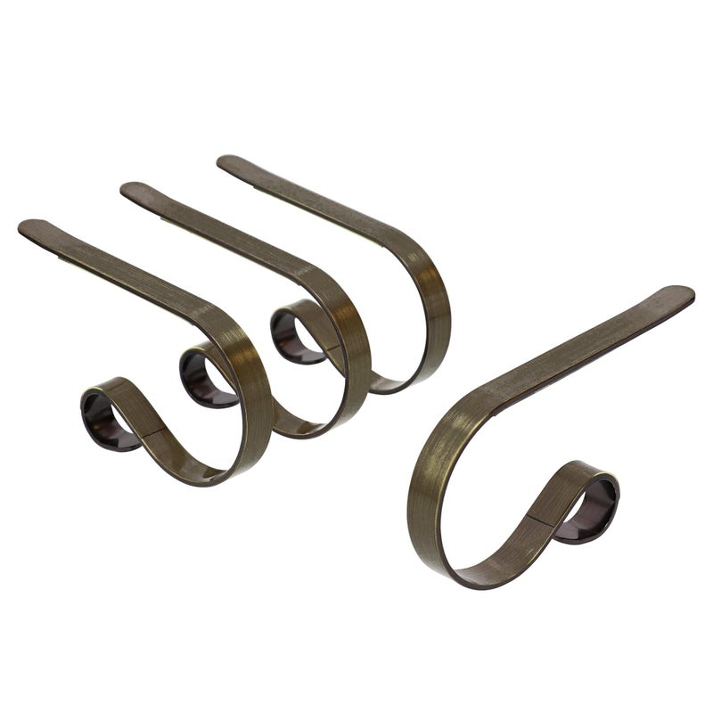 Haute Decor The Original MantleClip Stocking Holder 4 Pack Antique Brass Hang Christmas Stockings Safely and Securely from Mantels Up to 3 Inches Thick
