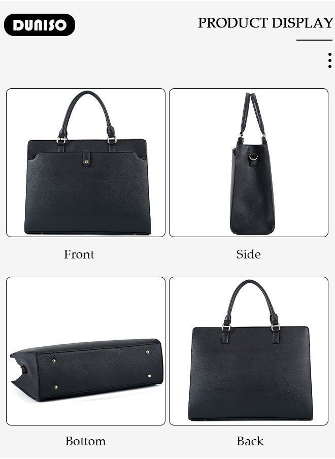 DUNISO Women Laptop Tote Bag 15.6 Inch Computer Tote Bag Purse Shoulder Bag, Computer Briefcase Shoulder Bag Casual Laptop Bag for Office, Shopping, Travel Daily Use  - Image 3