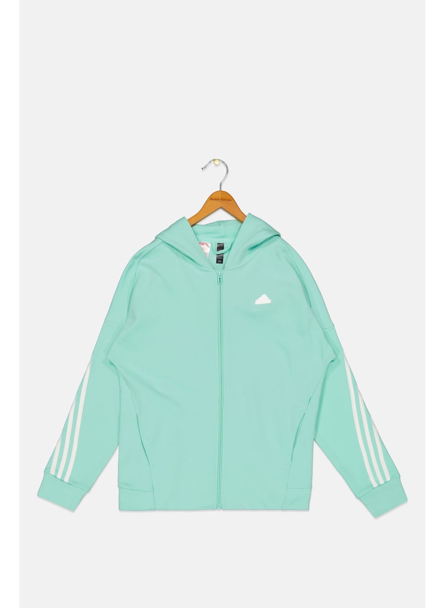 Adidas Kids Girl Hooded Long Sleeves Sweatshirt, Mint Green  - Image 1