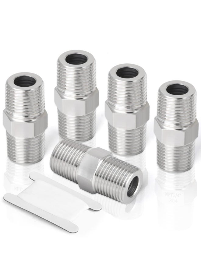 LAMAY 5pcs 1/2" Male to 1/4" Male Hex Nipple 304 Stainless Steel Threaded Pipe Fittings (Material : 1-2) - Image 1