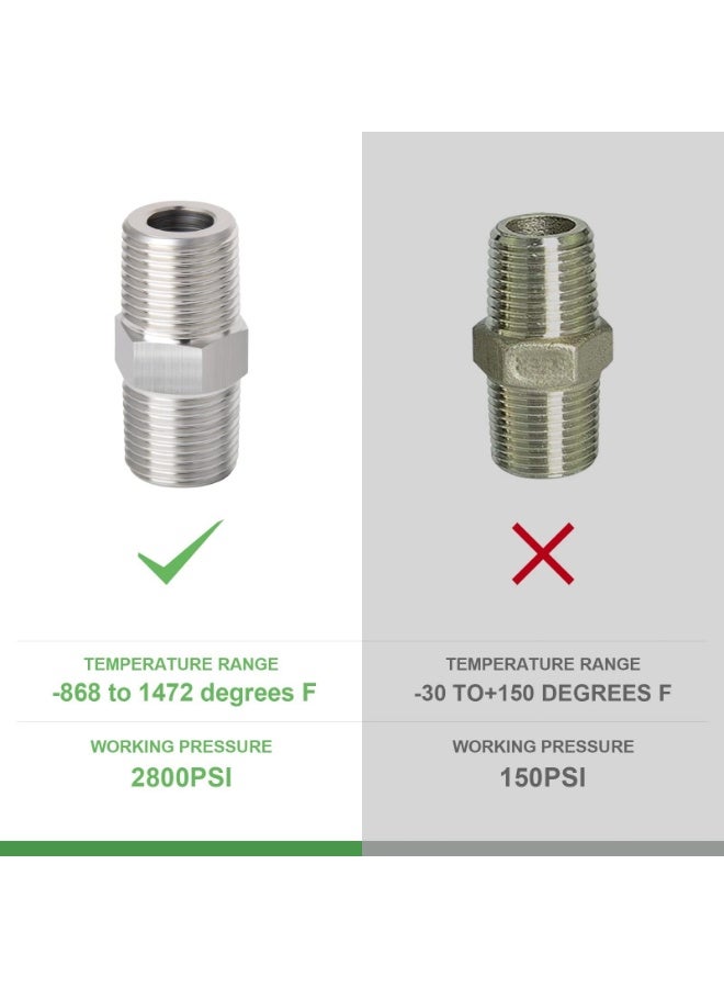 LAMAY 5pcs 1/2" Male to 1/4" Male Hex Nipple 304 Stainless Steel Threaded Pipe Fittings (Material : 1-2) - Image 4