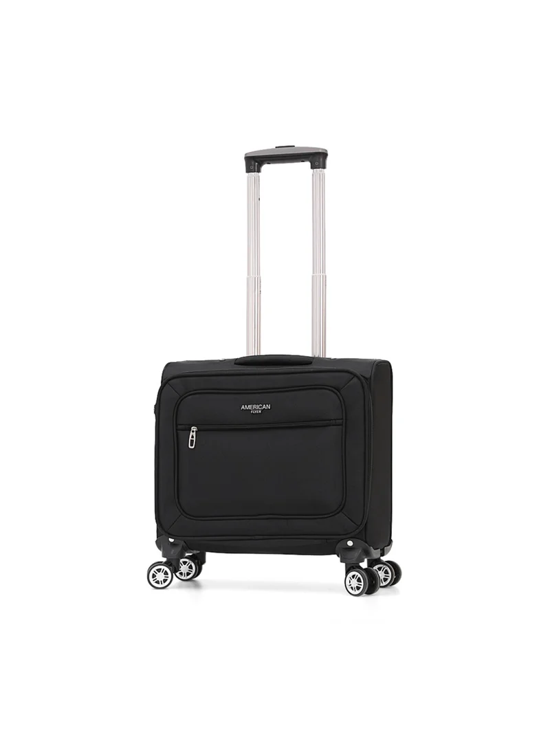 AMERICAN FLYER Softside Double Spinner Wheel Luggage Trolley Bag 16.5 inch Cabin Size ,Black
