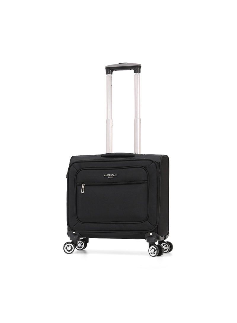 AMERICAN FLYER Softside Double Spinner Wheel Luggage Trolley Bag 16.5 inch Cabin Size ,Black - Image 1