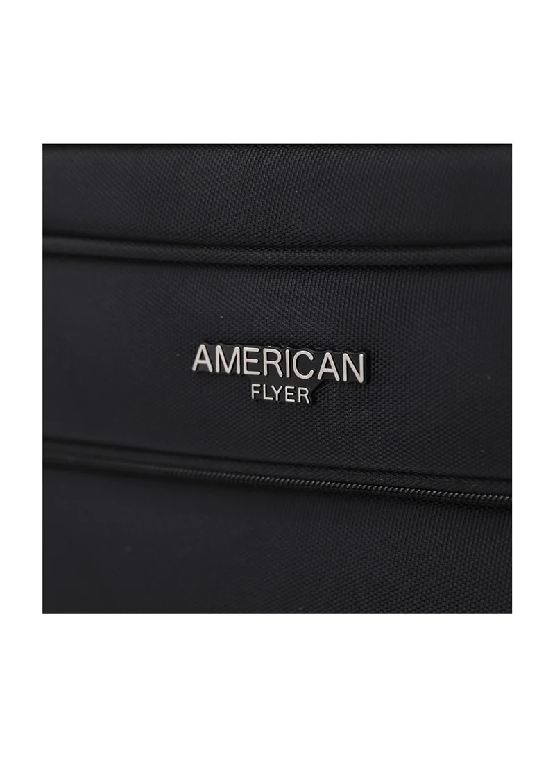 AMERICAN FLYER Softside Double Spinner Wheel Luggage Trolley Bag 16.5 inch Cabin Size ,Black