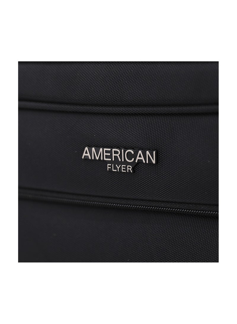 AMERICAN FLYER Softside Double Spinner Wheel Luggage Trolley Bag 16.5 inch Cabin Size ,Black - Image 2