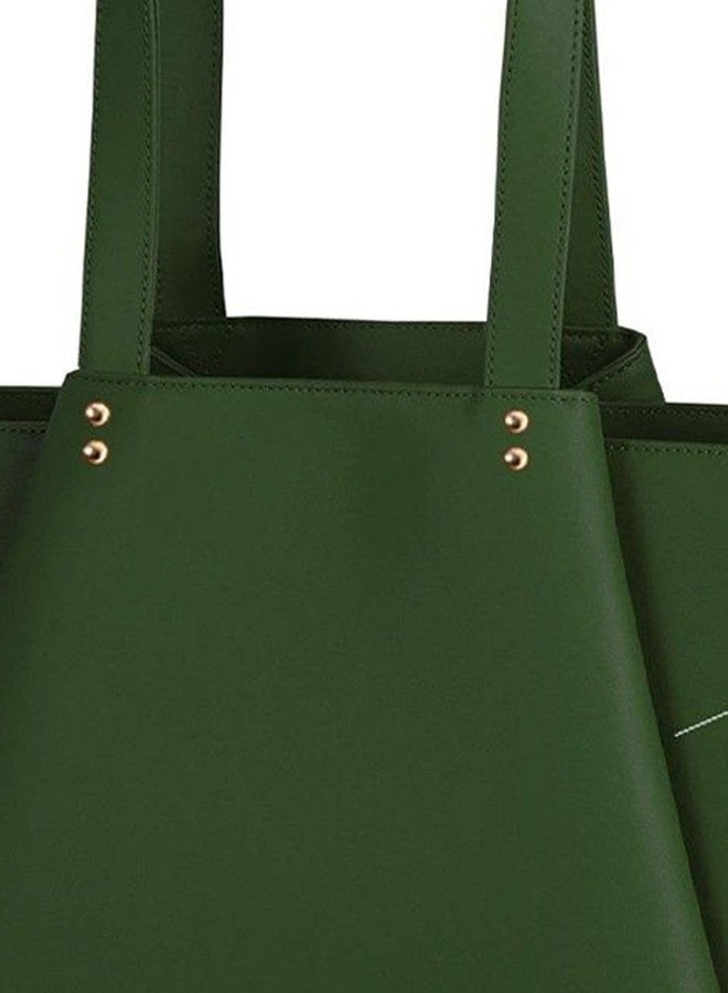 HaveGlam Premium Classic PU Leather Tote Bag for Women | Stylish Shoulder Handbag for Office, Travel & Daily Use | Large Capacity Casual Tote Purse for Girls & Ladies-Green - Image 4