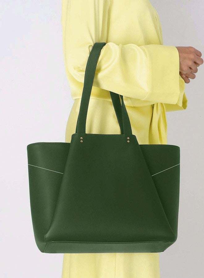 HaveGlam Premium Classic PU Leather Tote Bag for Women | Stylish Shoulder Handbag for Office, Travel & Daily Use | Large Capacity Casual Tote Purse for Girls & Ladies-Green - Image 5