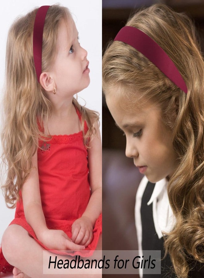 Atoden Satin Headbands for Women & Girls - Red, Burgundy Plain Headbands (1.18 Inch Wide) - Non Slip, Hard, Thin - DIY Crafts, Costume, Holiday & Christmas Gifts - Image 3