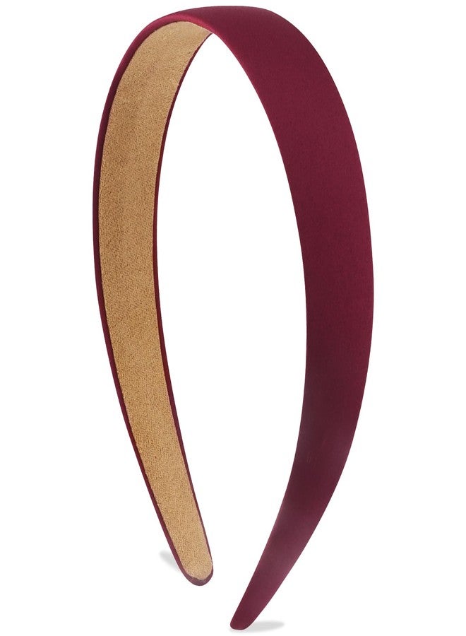 Atoden Satin Headbands for Women & Girls - Red, Burgundy Plain Headbands (1.18 Inch Wide) - Non Slip, Hard, Thin - DIY Crafts, Costume, Holiday & Christmas Gifts - Image 1