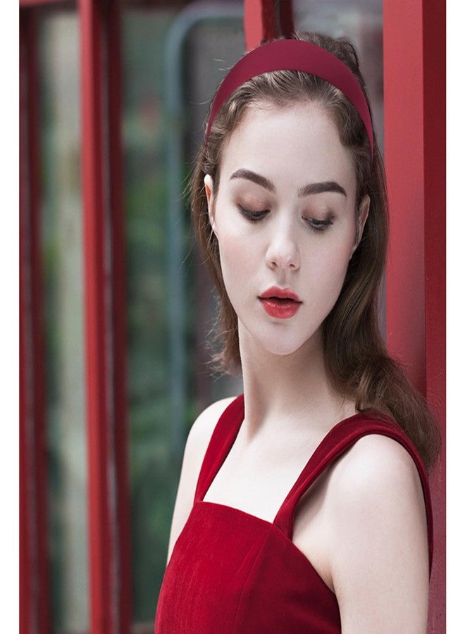 Atoden Satin Headbands for Women & Girls - Red, Burgundy Plain Headbands (1.18 Inch Wide) - Non Slip, Hard, Thin - DIY Crafts, Costume, Holiday & Christmas Gifts - Image 4