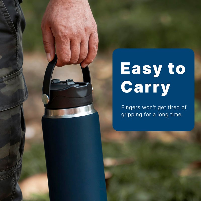 Diumepo Lid with Straw for Yeti Rambler Water Bottle 12 oz, 18 oz, 26 oz, 36 oz, 64 oz, Straw Cap with Dust Cover for Yeti Rambler, Leakproof, BPA Free (Navy) - Image 4