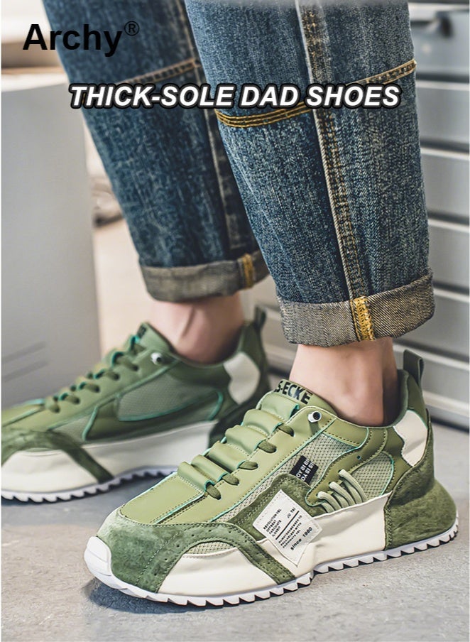 Archy Men's Breathable Mesh Thick-Sole Dad Shoes - Vintage Athletic Sneakers | Heightening Design, Trendy Color Blocking - Image 2