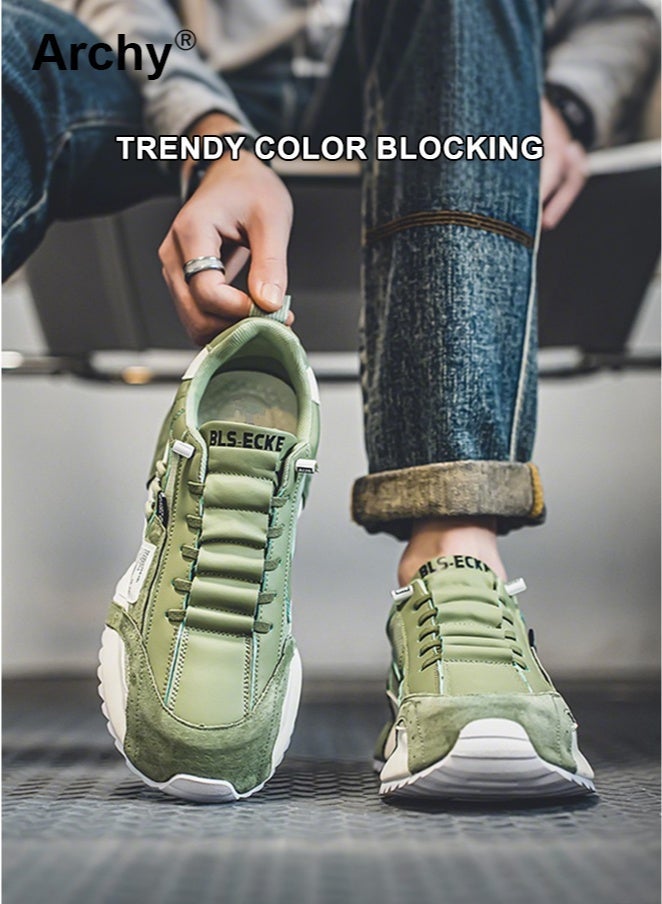 Archy Men's Breathable Mesh Thick-Sole Dad Shoes - Vintage Athletic Sneakers | Heightening Design, Trendy Color Blocking - Image 1