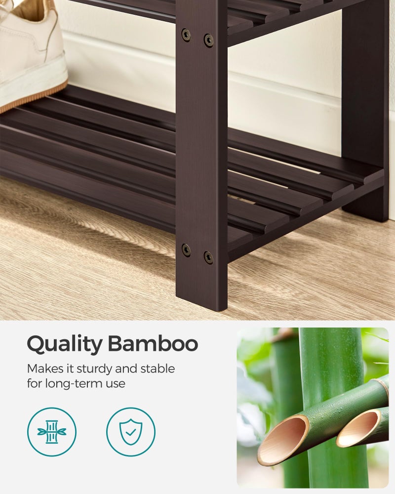 SONGMICS Bamboo Shoe Bench, 3-Tier Shoe Rack Organizer for Entryway, Living Room, Bench Seat Holds Up to 300 lb, 11.9 x 35.4 x 19.2 Inches, Rustic Walnut and Slate Gray ULBS904B32 - Image 5