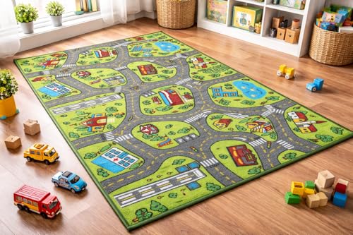 Angels Kids Carpet Playmat Rug City Life Great for Playing with Cars and Toys Play Learn and Have Fun Safely Kids Baby Children Educational Road Traffic Play Mat for Bedroom Play Room Game Safe Area - Image 1