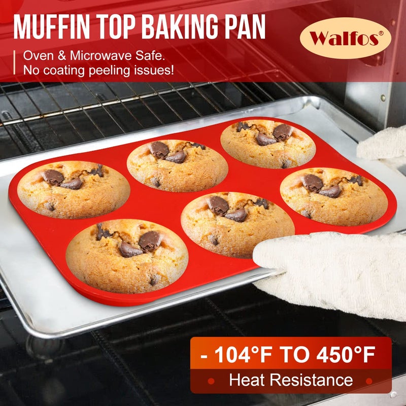 Walfos Silicone Muffin Top Pans for Baking 4inch Jumbo Size, Perfect Results Premium Non-Stick Bakeware Egg Baking Pan, Great for Eggs, Hamburger Bun, Muffin Top and More, Food Grade & BPA Free, 2pcs - Image 4