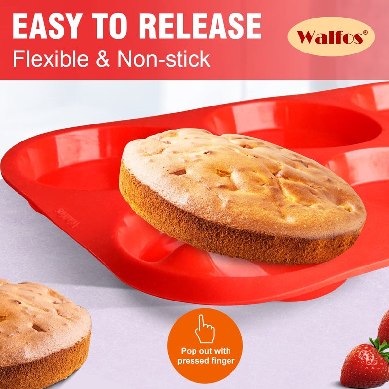 Walfos Silicone Muffin Top Pans for Baking 4inch Jumbo Size, Perfect Results Premium Non-Stick Bakeware Egg Baking Pan, Great for Eggs, Hamburger Bun, Muffin Top and More, Food Grade & BPA Free, 2pcs - Image 3