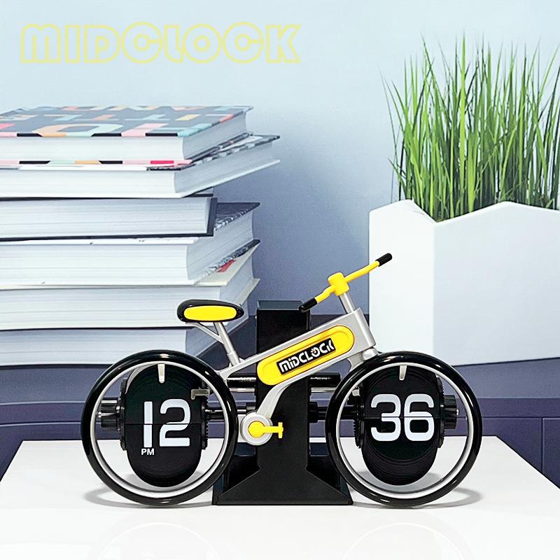 Creative bicycle page turning clock home desktop personalized bicycle shape page turning clock cycling cycling decorative desk clock