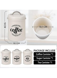 Arabest Tea Coffee Sugar Canisters Set of 3, Round Storage Jars with Airtight Lid, Rustic Farmhouse Caddy Containers Tins for Kitchen Tea, Coffee, Sugar, Spaghetti, Bread and Biscuit  - Image 2
