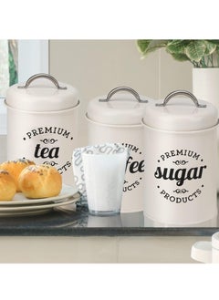 Arabest Tea Coffee Sugar Canisters Set of 3, Round Storage Jars with Airtight Lid, Rustic Farmhouse Caddy Containers Tins for Kitchen Tea, Coffee, Sugar, Spaghetti, Bread and Biscuit  - Image 4