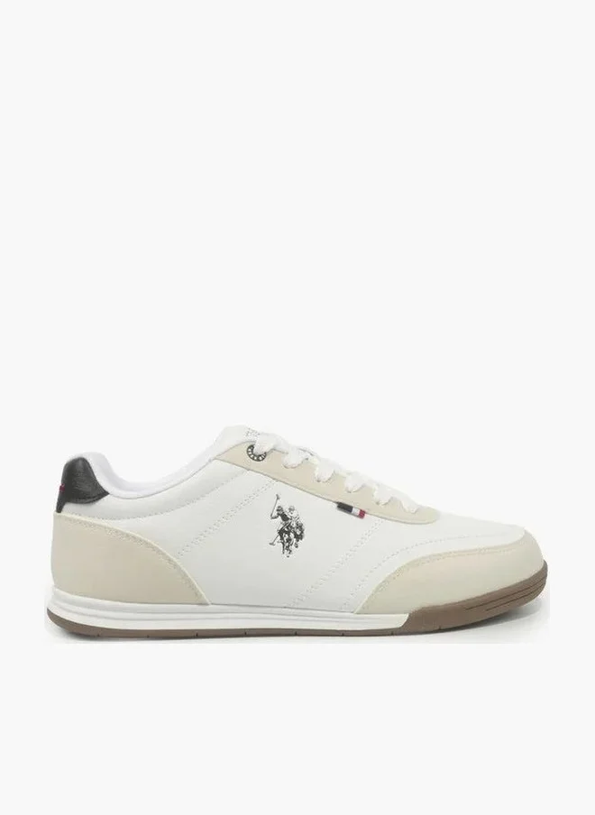 U.S. Polo Assn. U.S. Polo Assn. CONO GLB 6FX Women's White & Beige Casual Sneakers – Classic Low-Top Lace-Up Shoes