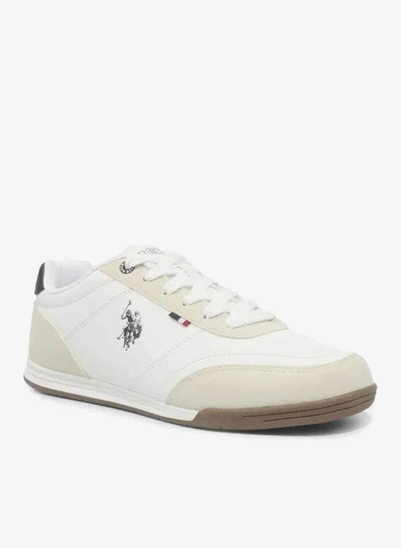 U.S. Polo Assn. U.S. Polo Assn. CONO GLB 6FX Women's White & Beige Casual Sneakers – Classic Low-Top Lace-Up Shoes
