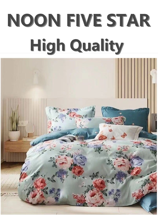 King Size Soft and Breathable Microfiber Hypoallergenic Beautiful Design Duvet Cover Set ,set includes 1 Comforter Cover, 1 Fitted Bedsheet, 4 Pillowcases