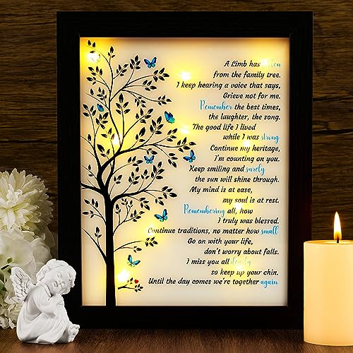Memorial Gifts LED Shadow Box Sympathy Gift for Loss of Mother Mom Father Dad Bereavement Gifts Ideas in Memory of Loved One Gifts Condolences Rememberance Grief Funeral Gifts Butterfly Tree