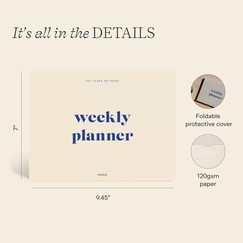 Papier Joy Weekly Desk Planner - Beige | 1 Page Per Week | Weekly Plan Section & Next Week Notes | TearOff Design | Table Top Office Essentials | 52 Sheets | Undated | Time Management & Organizer Gift - Image 5