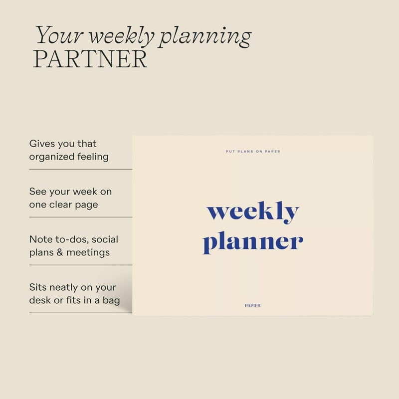 Papier Joy Weekly Desk Planner - Beige | 1 Page Per Week | Weekly Plan Section & Next Week Notes | TearOff Design | Table Top Office Essentials | 52 Sheets | Undated | Time Management & Organizer Gift - Image 3