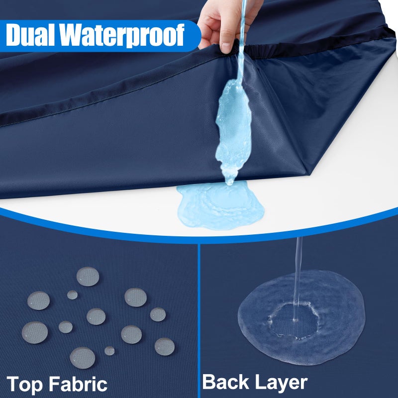 Spotjoy Rectangle Picnic Table Cloth  Waterproof Elastic Fitted Tablecloths  Washable Polyester Table Cover for Camping  Indoor and Outdoor (Navy Blue  30""x72"") - Image 2