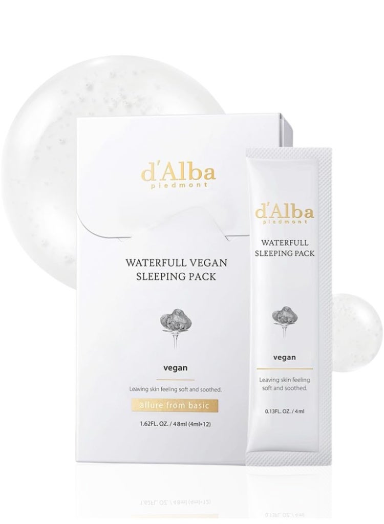 d'Alba d’Alba Piedmont Waterfull Vegan Sleeping Pack for Overnight Hydration, Glow & Soft Korean Skincare - Image 1