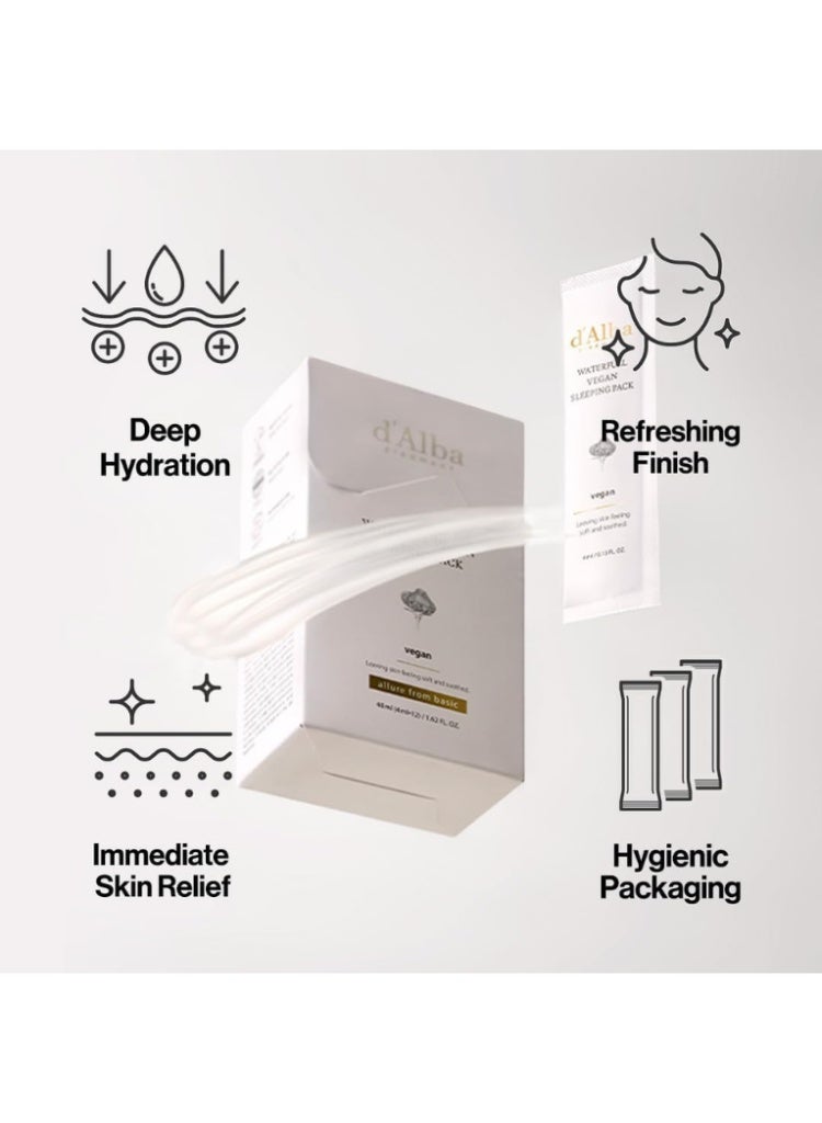 d'Alba d’Alba Piedmont Waterfull Vegan Sleeping Pack for Overnight Hydration, Glow & Soft Korean Skincare - Image 4