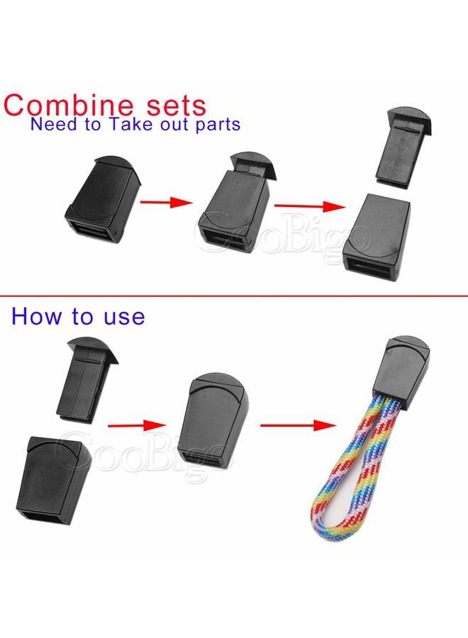 CooBigo 25pcs Zip Clip Buckle Zipper Pulls Cord Rope Ends Lock Black for Paracord FLC135-B - Image 4