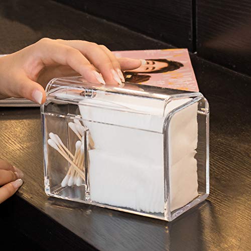 Sooyee Sooyee Qtip Holder Dispenser for Cotton Ball, Swab, Round Pads, Floss,3 Compartment Plastic Apothecary Jars,Bathroom Organization ,Vanity Organizers and Storage,Clear  - Image 3