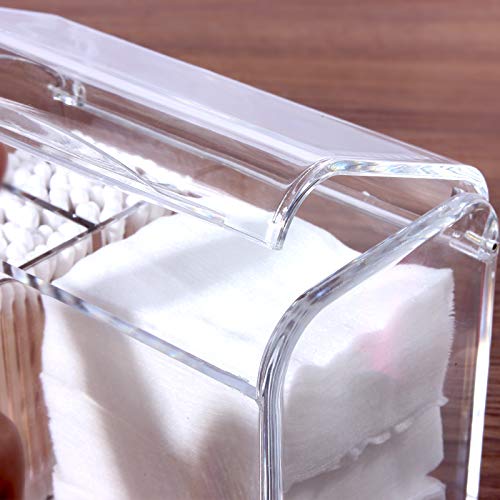 Sooyee Sooyee Qtip Holder Dispenser for Cotton Ball, Swab, Round Pads, Floss,3 Compartment Plastic Apothecary Jars,Bathroom Organization ,Vanity Organizers and Storage,Clear  - Image 4