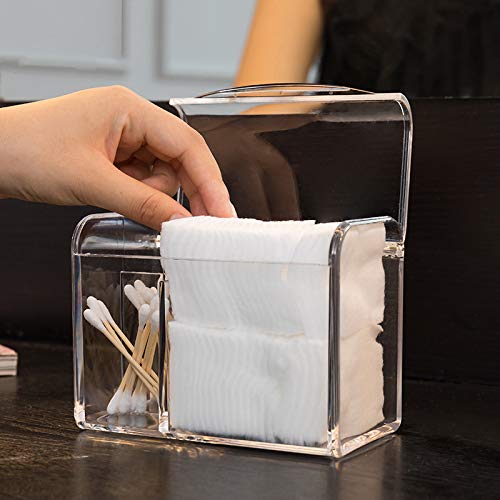 Sooyee Sooyee Qtip Holder Dispenser for Cotton Ball, Swab, Round Pads, Floss,3 Compartment Plastic Apothecary Jars,Bathroom Organization ,Vanity Organizers and Storage,Clear  - Image 2