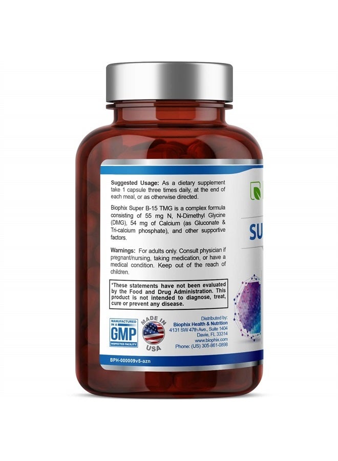 biophix Super B-15 100 Vcaps - Niacin Calcium Choline Inositol DMG TMG - Supports Healthy Oxygen Energy Levels - Image 2