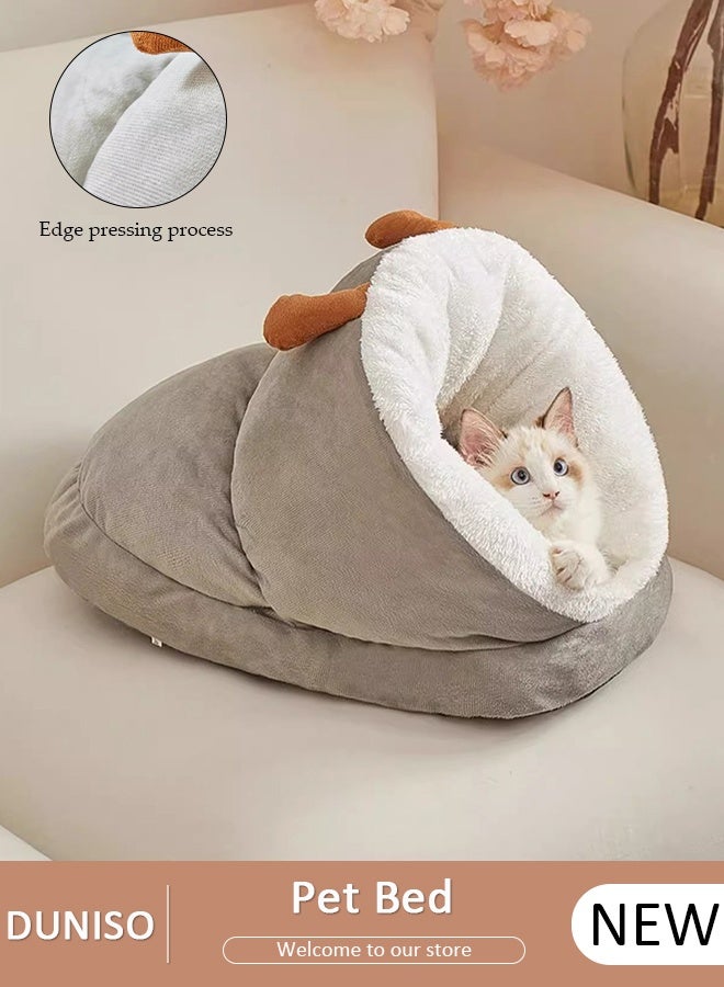 DUNISO Cat House, Cat Cave, Cat Sleeping Bed,Soft Plush Indoor Pet Bed Sofa,Washable Dog Bed,Portable Winter Warm Pet Bed Puppy Dog Calming Bed,Foldable Pet Cave Bed for Dogs and Small Cats - Image 1