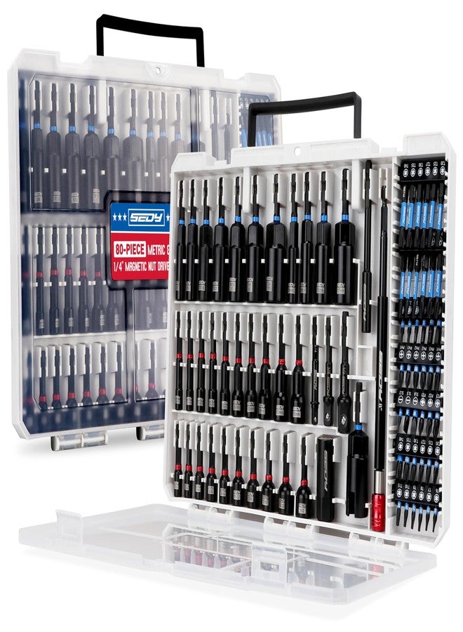 سيدي مجموعة مفاتيح ربط صواميل مغناطيسية ماستر إمباكت مكونة من 80 قطعة، بمقاسات مترية وإنجليزية، مع محولات للمقابس، وحامل لقم، ومفك صواميل مجنح، ومقابس عالمية، ووصلة تمديد سريعة الفك، ولقم كهربائية. - Image 1