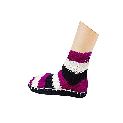Krystle Warm Winter Ankle Length Slipper Socks for Men's & Women's Knitted Booties - Indoor Use With Soft Rubber Sole - 2 Pair (Multicolour, Free Size) - Image 5