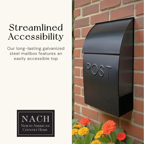NACH Mailboxes for Outside Wall Mount, 15 x 10 x 4 inches, Black Wall Mounted Mailbox and Newspaper Holder, Waterproof Mailbox for Door - The Milano Mailbox - Image 3
