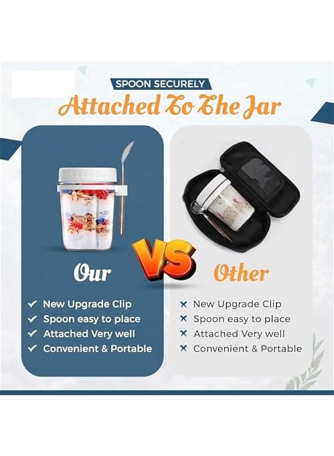 MIXDE 2 Pack 350ml Overnight Oats Jars with Lids & Spoons, Reusable Glass Overnight Oats Container With Measurement Marks, Food Storage For Breakfast Pots, Oatmeal Container For Milk, Cereal - Image 3